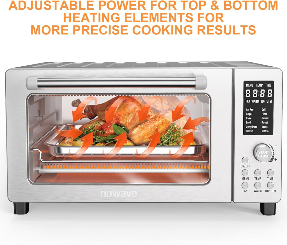 Nuwave Bravo Air Fryer Toaster Smart Oven, 10-in-1 Countertop Convection, 1800 Watts, 21-Qt
