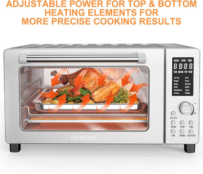 Nuwave Bravo Air Fryer Toaster Smart Oven, 10-in-1 Countertop Convection, 1800 Watts, 21-Qt