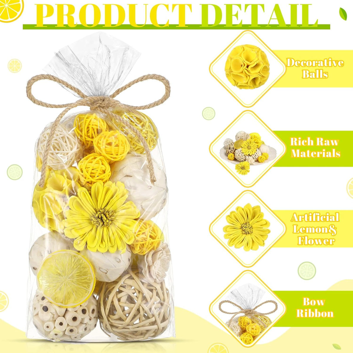 Riceshoot 2 Pack Decorative Balls Potpourri Bowl Filler Decor Natural Vase Bowl Filler Assorted