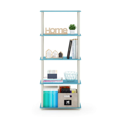 Furinno TURN-N-TUBE Storage Shelves, 5-Tier Book Shelf, Corner Shelf, Toolless Open Shelves, for