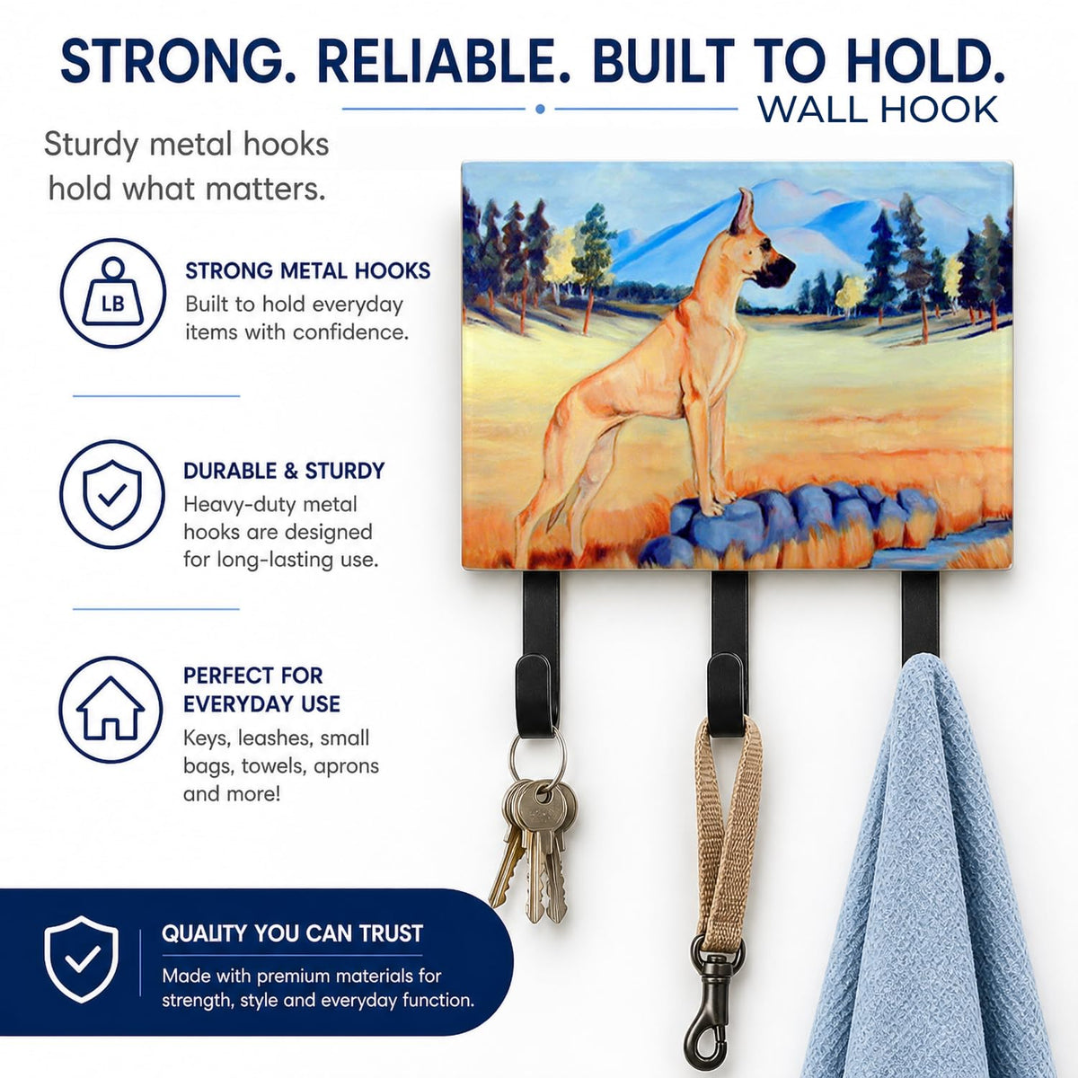 Caroline's Treasures 7504TH68 Great Dane Leash or Key Holder, Wall Hooks, Key Hooks Holder, Coat