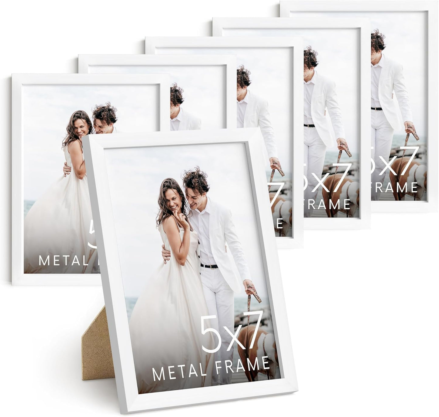 HAUS AND HUES 5x7 White Metal Picture Frames - Photo Frames 5X7 - Features Premium Aluminum