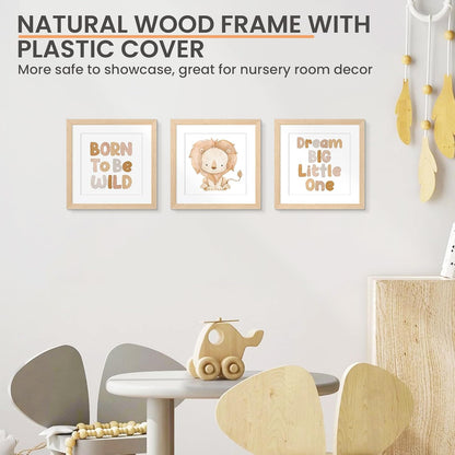 upsimples 10x10 Frame, Natural Solid Wooden Picture Frames, Display 8x8 with Mat or 10 x 10 Without