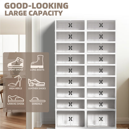 FAHKNS 9 Tier 36 Pair Folding Shoe Rack with Wheels and Magnetic Doors,Stackable Transparent Shoe