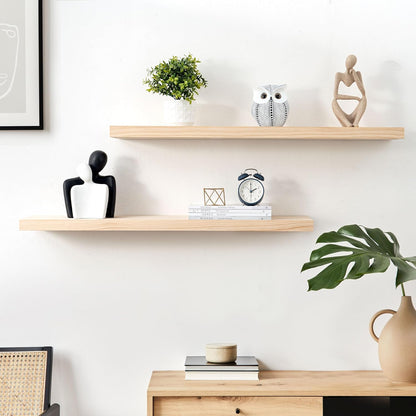 Fun Memories 36 Inch Floating Shelves for Wall, Deep Rustic Solid Pine Wood Wall Shelves for