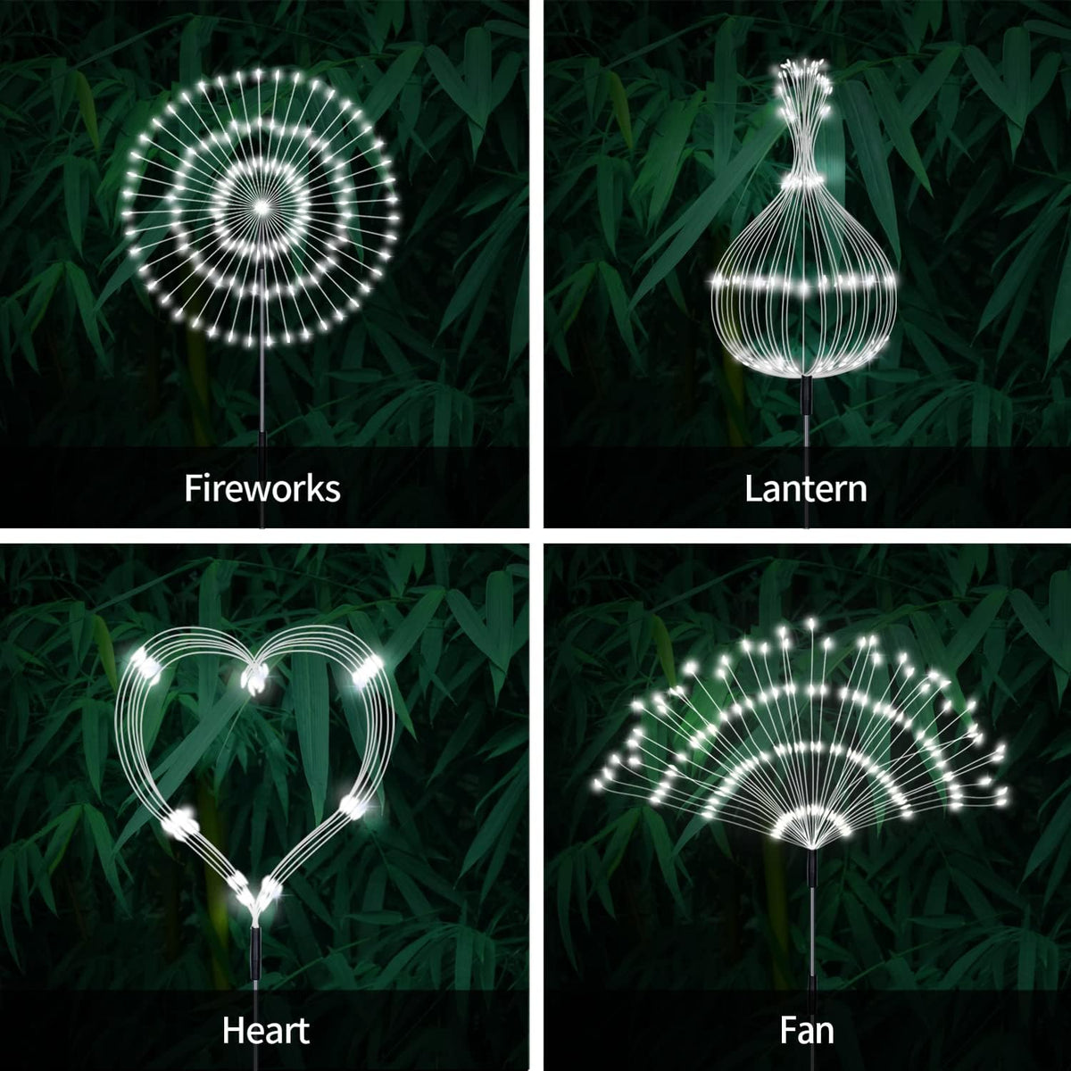 Unihoh Solar Garden Lights Outdoor, 4 Pack 120 LED Waterproof Decorative String Lights 8 Modes with