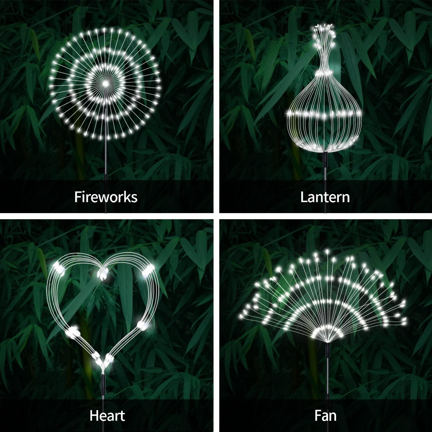 Unihoh Solar Garden Lights Outdoor, 4 Pack 120 LED Waterproof Decorative String Lights 8 Modes with