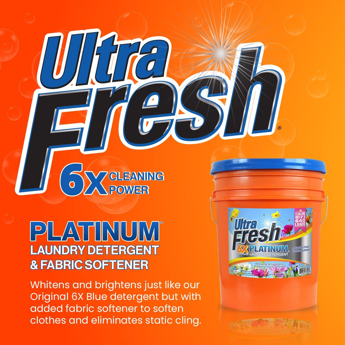 Ultra Fresh 5 Gallon Liquid Laundry Detergent Washing Soap with Spring Fresh Fabric Softener for