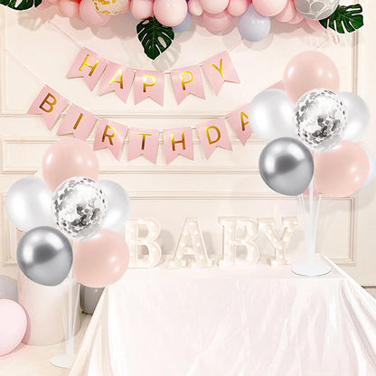 Pink and Silver Balloon Stand Centerpiece Table Decorations for Baby Shower Wedding Engagement