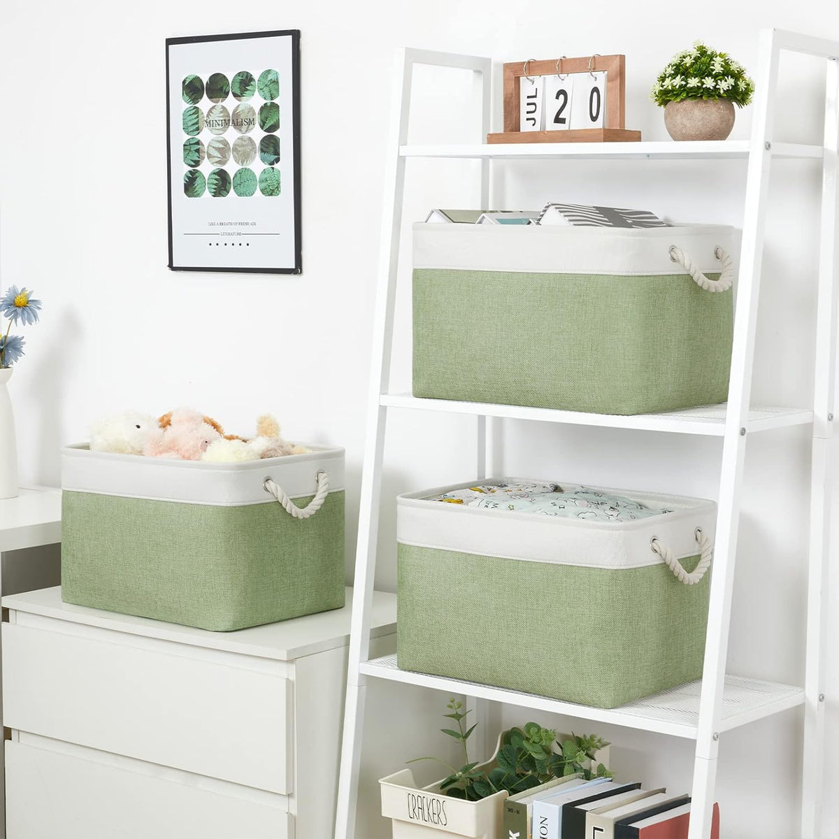 Bidtakay Large Fabric Baskets for Organizing [3-pack] Closet Organizers and Storage Baskets for