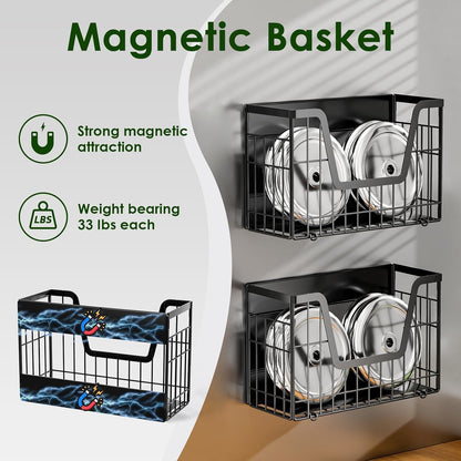 2 Set Magnetic Shelf for Fridge, Potato & Onion Storage Bins, Magnetic Fruit Basket for