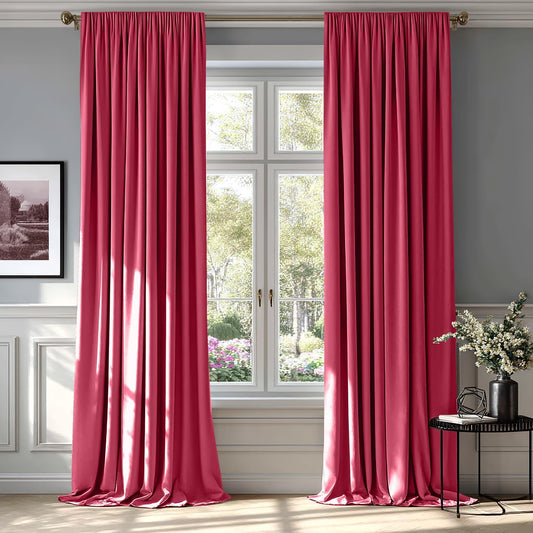MIULEE Berry Velvet Curtains Thermal Insulated Blackout Curtain Drapes for Bedroom Living Room