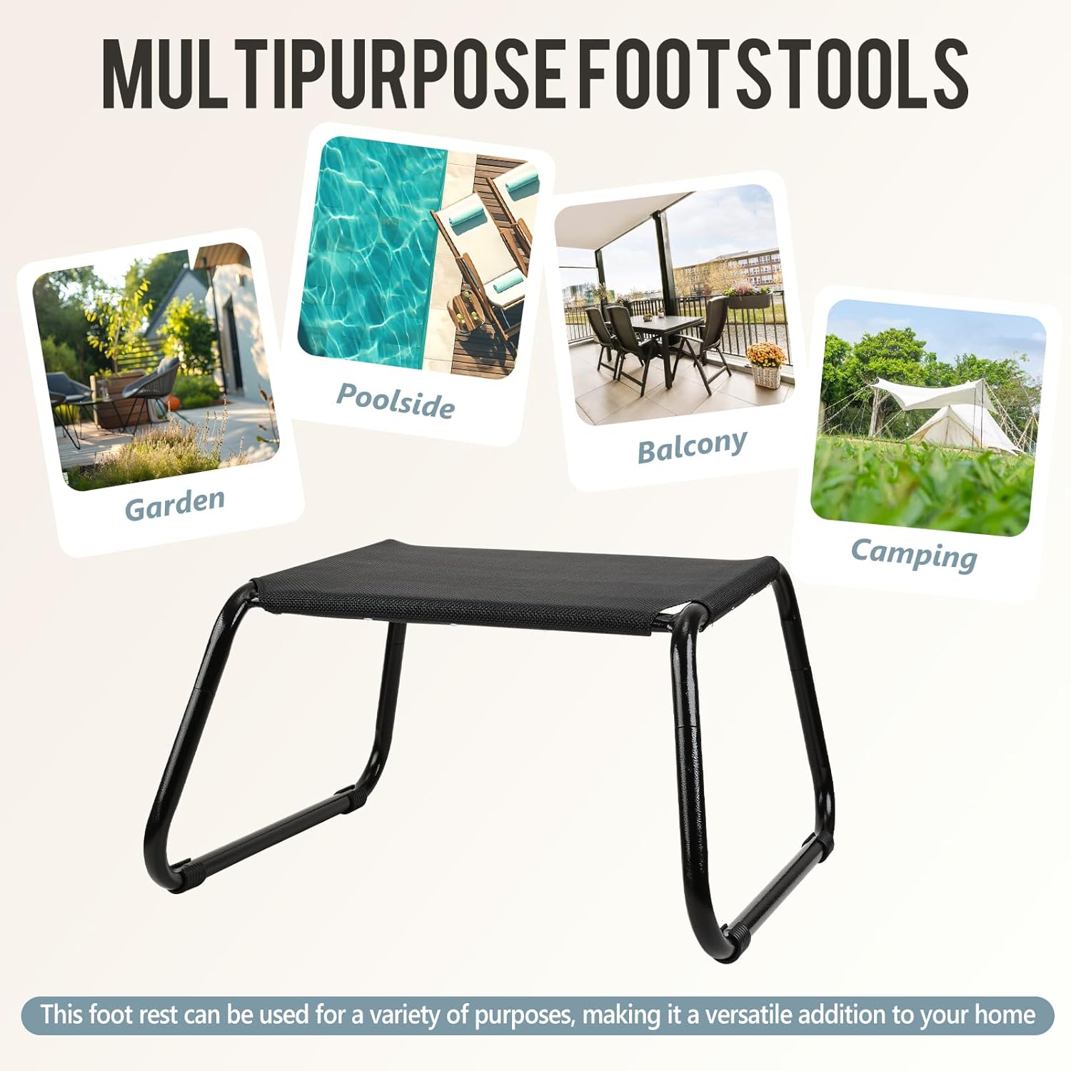 Outdoor Ottomans,Patio Foot Rest Portable Side Table Solid Steel Frame Small Seat All Weather