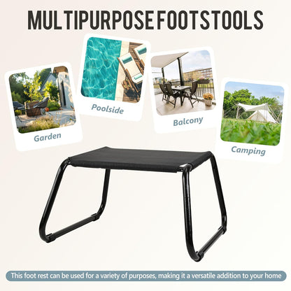Outdoor Ottomans,Patio Foot Rest Portable Side Table Solid Steel Frame Small Seat All Weather