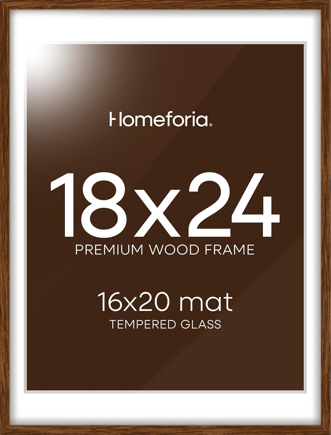 Homeforia 18x24 Walnut Poster Frame, High End Dark Oak 18x24 Brown Wooden Picture Frames with Mat