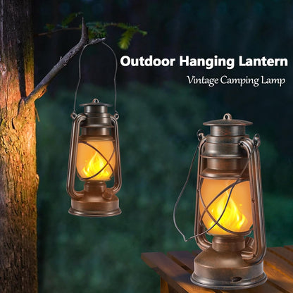 Outdoor Lanterns Waterproof Hanging Vintage LED Camping Lamps with Dancing Flame Non-Solar Remote