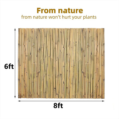 Natural Bamboo Fence, 6 feet x 8 feet Bamboo Fencing Screen for Garden, Rolled Privacy Fence Screen