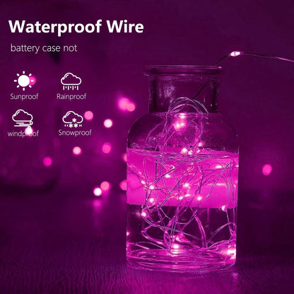 4-Pack 50 LED Pink Fairy Lights Battery Operated with Timer, 16FT Waterproof Starry String Lights