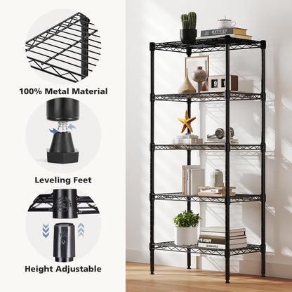 DUMOS 5-Tier Metal Storage Shelves, Wire Shelving, Storage Rack, 23.2" W