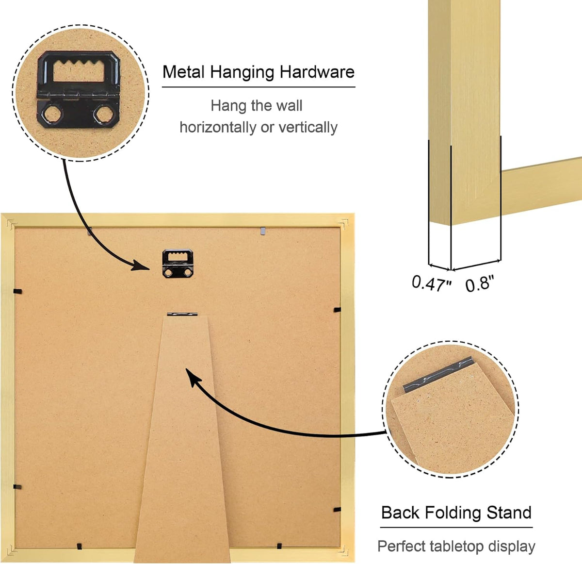 12x12 Picture Frame Set of 4, 12 x 12 Wood Photo Frames with Mat for 10x10 or 30x30cm Diamond
