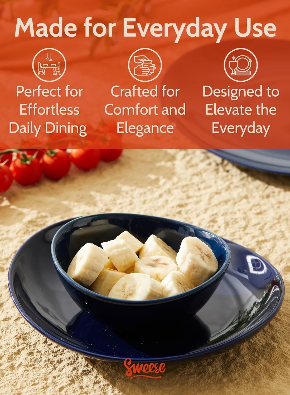 Sweese Porcelain Bowls Set - 5 Inch, 10 oz, Assorted Colors, Set of 6, Microwave Dishwasher Safe