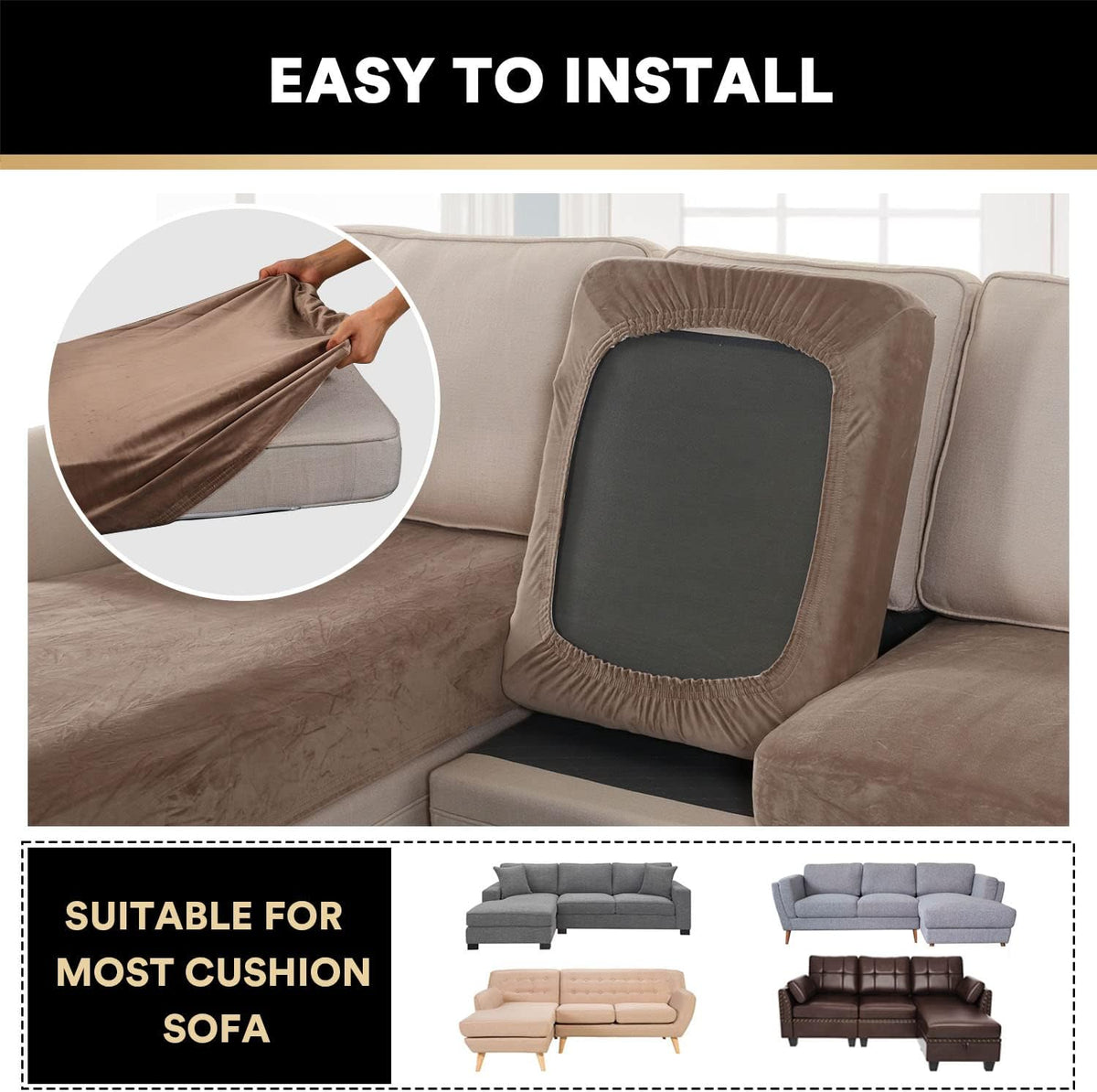 PrinceDeco Sectional Couch Covers 3 Pieces Velvet Sofa Covers L Shape Soft Couch Covers for