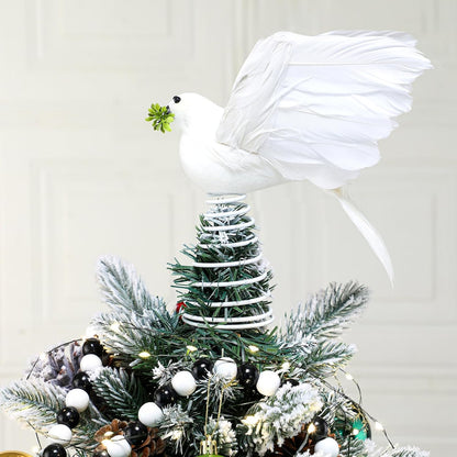 Retisee 9 Inch Dove Olive Christmas Tree Topper White Bird Christmas Tree Decoration Peaceful