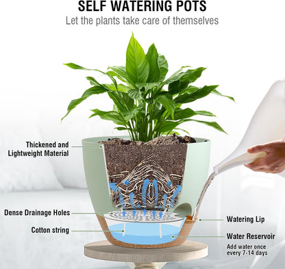 10 inch Self Watering Hanging Planters for Indoor Plants, 2 Pack Hanging Baskets for Outdoor