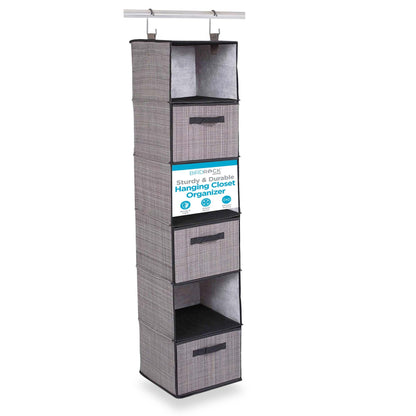 Internet's Best Hanging Closet Organizer with Drawers | 6 Shelf | 3 Drawers | Clothing Sweaters