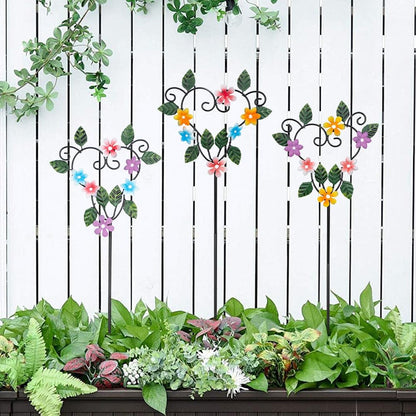 Metal Flowers Decorative Garden Stakes, 22.1 ''H Heart Shape Metal Flowers for Outside Yard Art