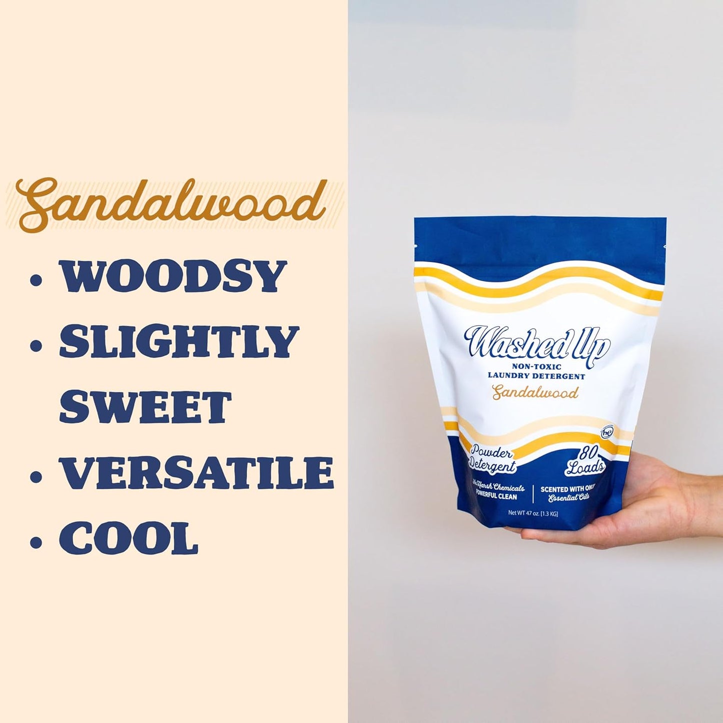 Sandalwood Laundry Detergent Powder | Only 100% Pure Essential Oils | Safe for Sensitive Groups |