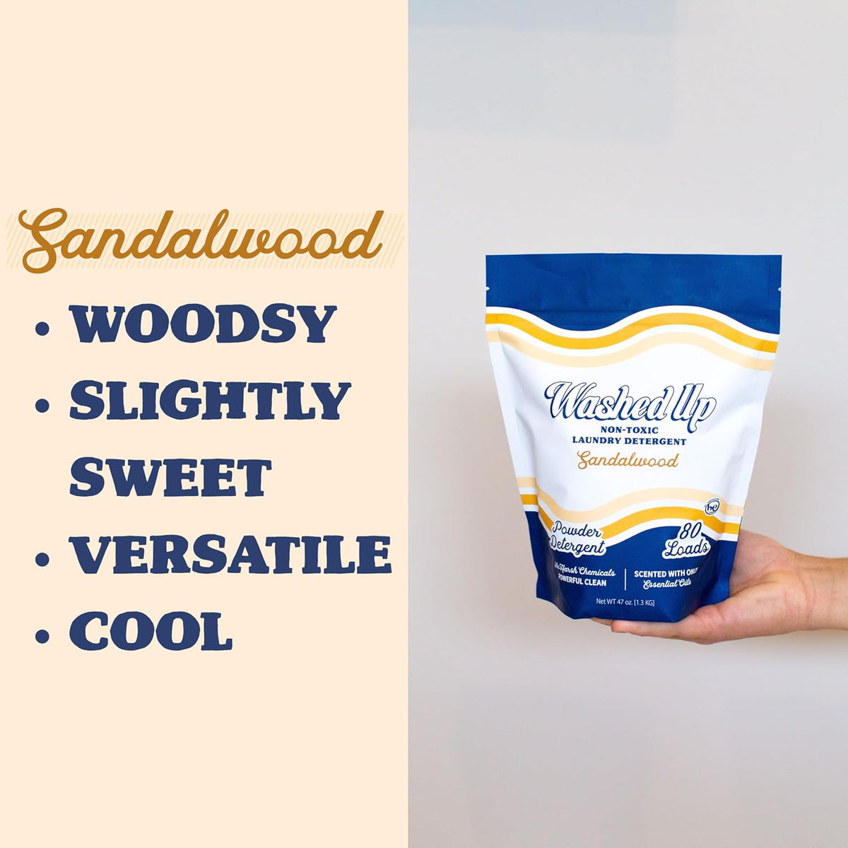 Sandalwood Laundry Detergent Powder | Only 100% Pure Essential Oils | Safe for Sensitive Groups |