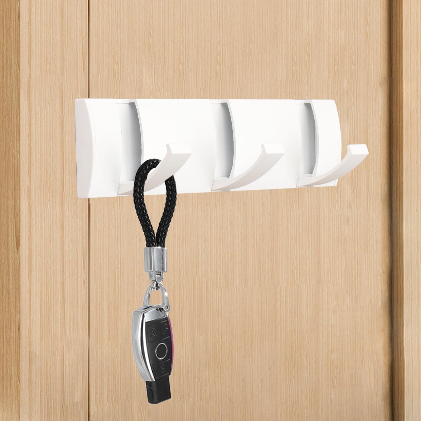 Folding Coat Hooks, Wall Mounted Coat Rack with 3 Retractable Hooks, Heavy Duty Towel Rack for