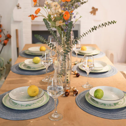AHHFSMEI Round Braided Placemats Set of 6 Round Table Mats for Dining Tables Natural Woven Heat