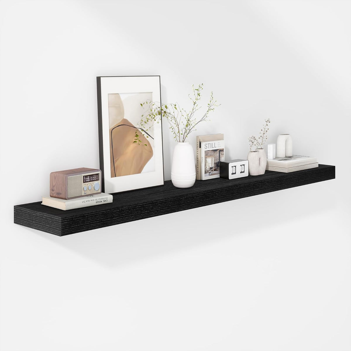 Fun Memories 48 Inch Floating Shelves - Fireplace Mantel Shelf - Deep Wall Mounted Wood Storage