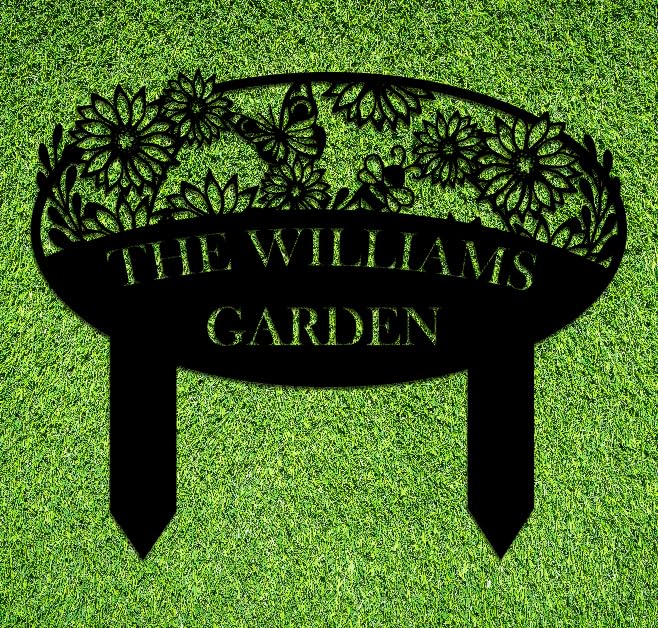 Custom Metal Garden Sign, Flower Sign with Stakes, Personalized Garden Decor for Outside, Garden