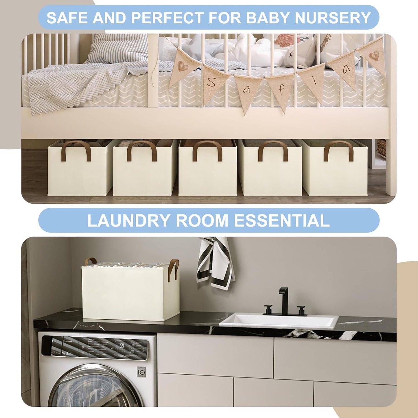 Closet Storage Bins, Fabric Closet Organizers and Storage Basket for Shelves, Collapsible Shelf