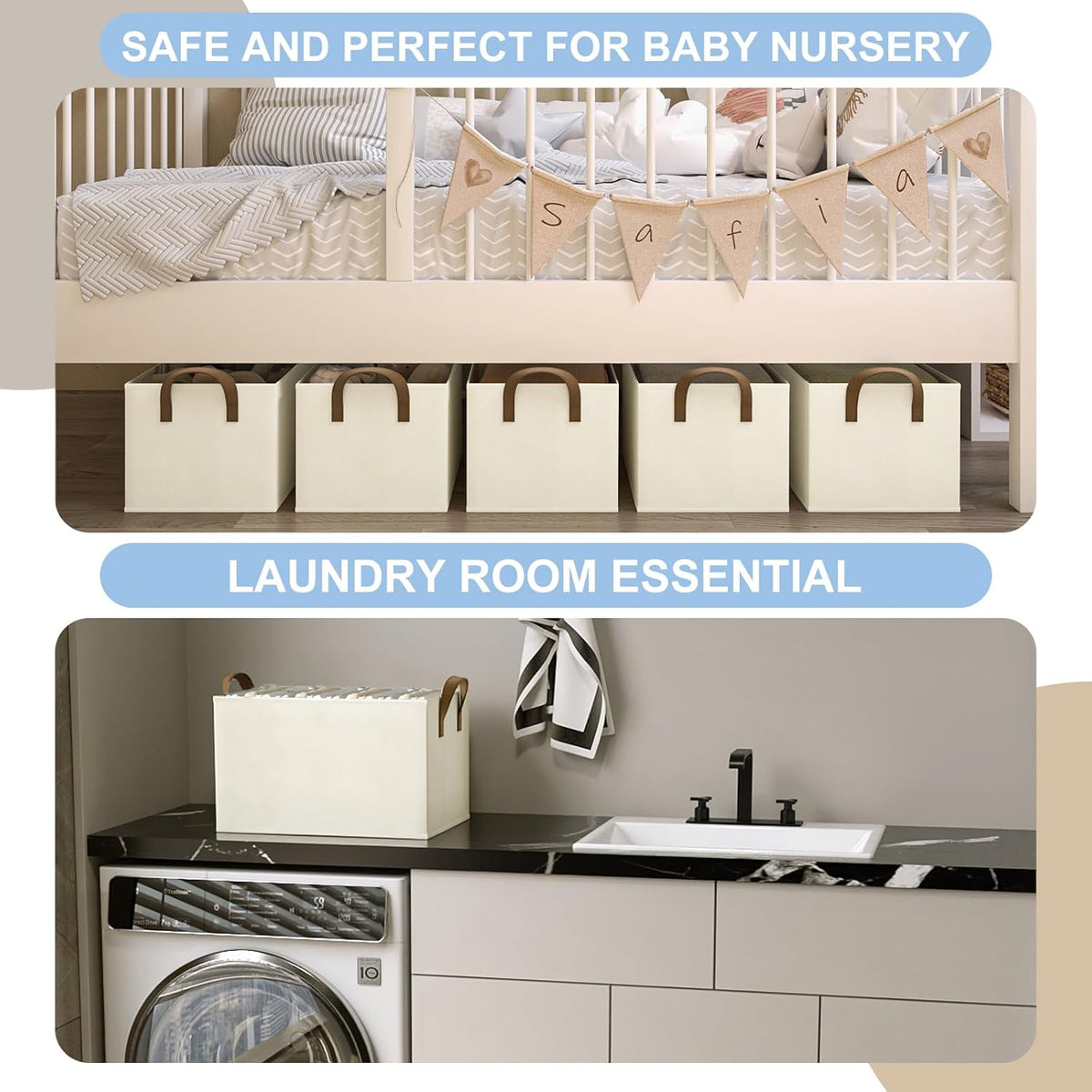 Closet Storage Bins, Fabric Closet Organizers and Storage Basket for Shelves, Collapsible Shelf