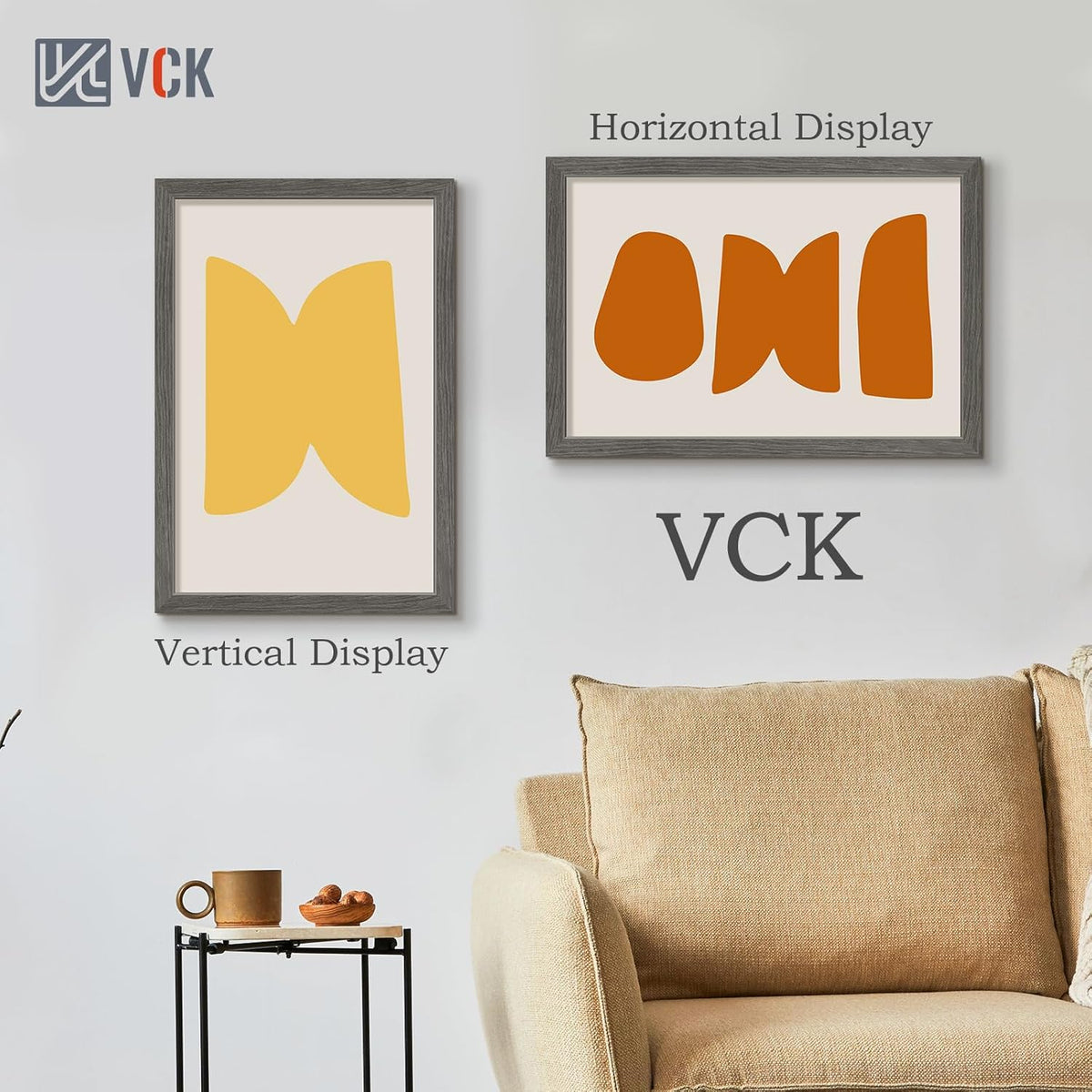 VCK 16x24 Frame Set of 3, Gray Solid Wood Poster Picture Frame, Exclusive Wood Grain, Wall Gallery