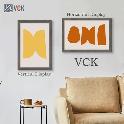 VCK 16x24 Frame Set of 3, Gray Solid Wood Poster Picture Frame, Exclusive Wood Grain, Wall Gallery