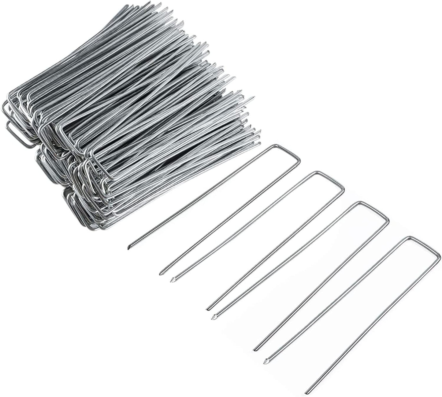 FEED GARDEN 10 Inch 50 Pack Galvanized Landscape Staples 11 Gauge Anti-Rust Garden Stakes