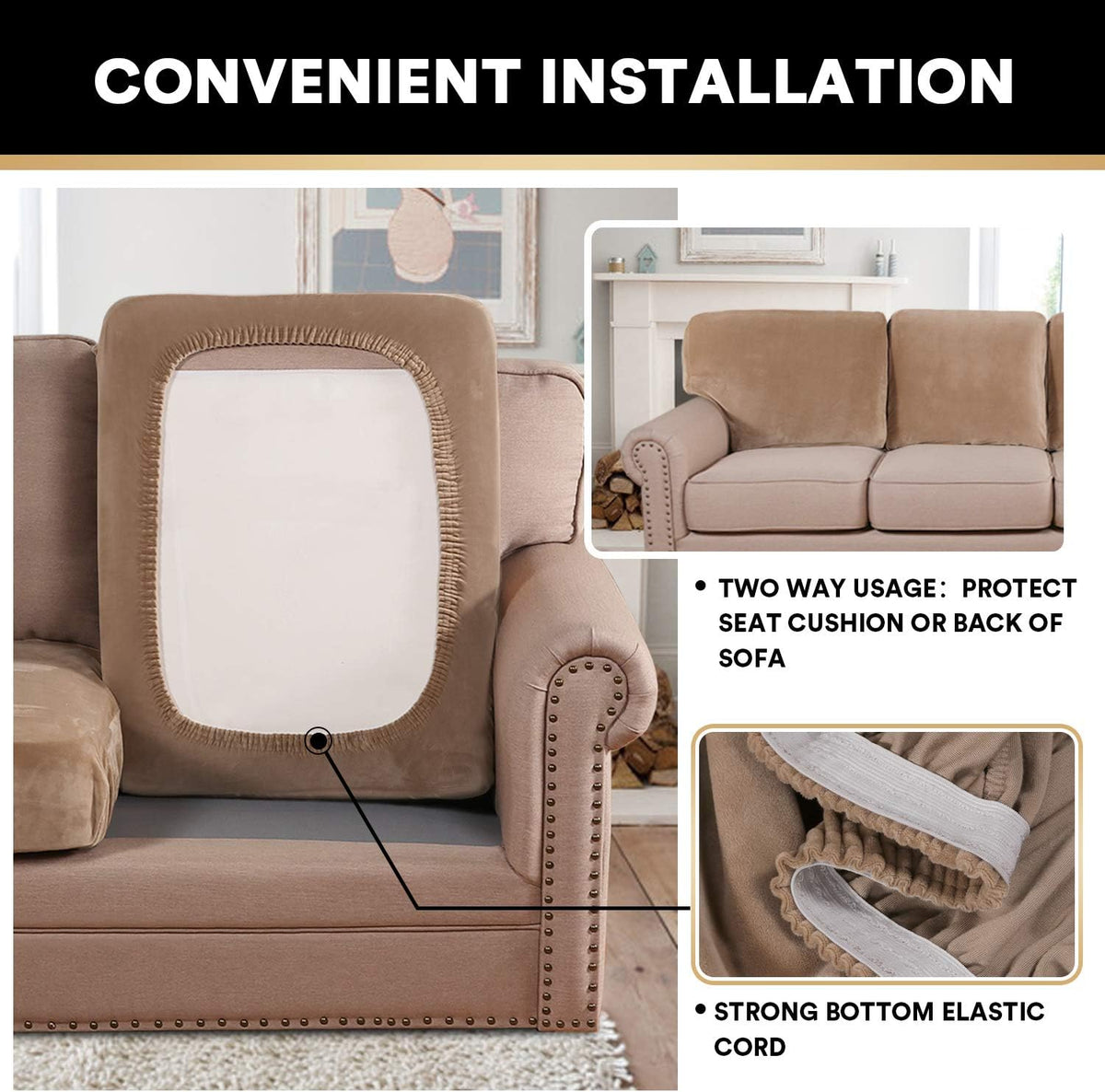 PrinceDeco Super Soft Couch Cushion Covers for Sectional Couch, Velvet Sofa Slipcover for Cushion