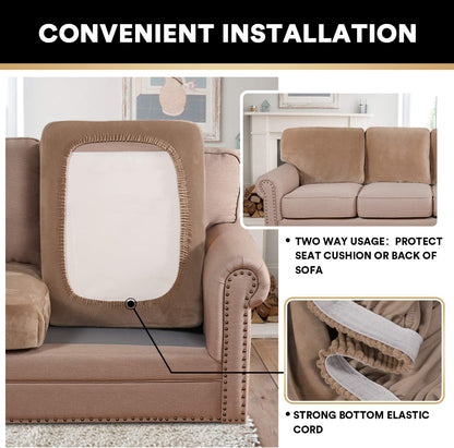 PrinceDeco Stretch Velvet Couch Cushion Covers, Soft Cushion Slipcover for Chair Loveseat Sofa