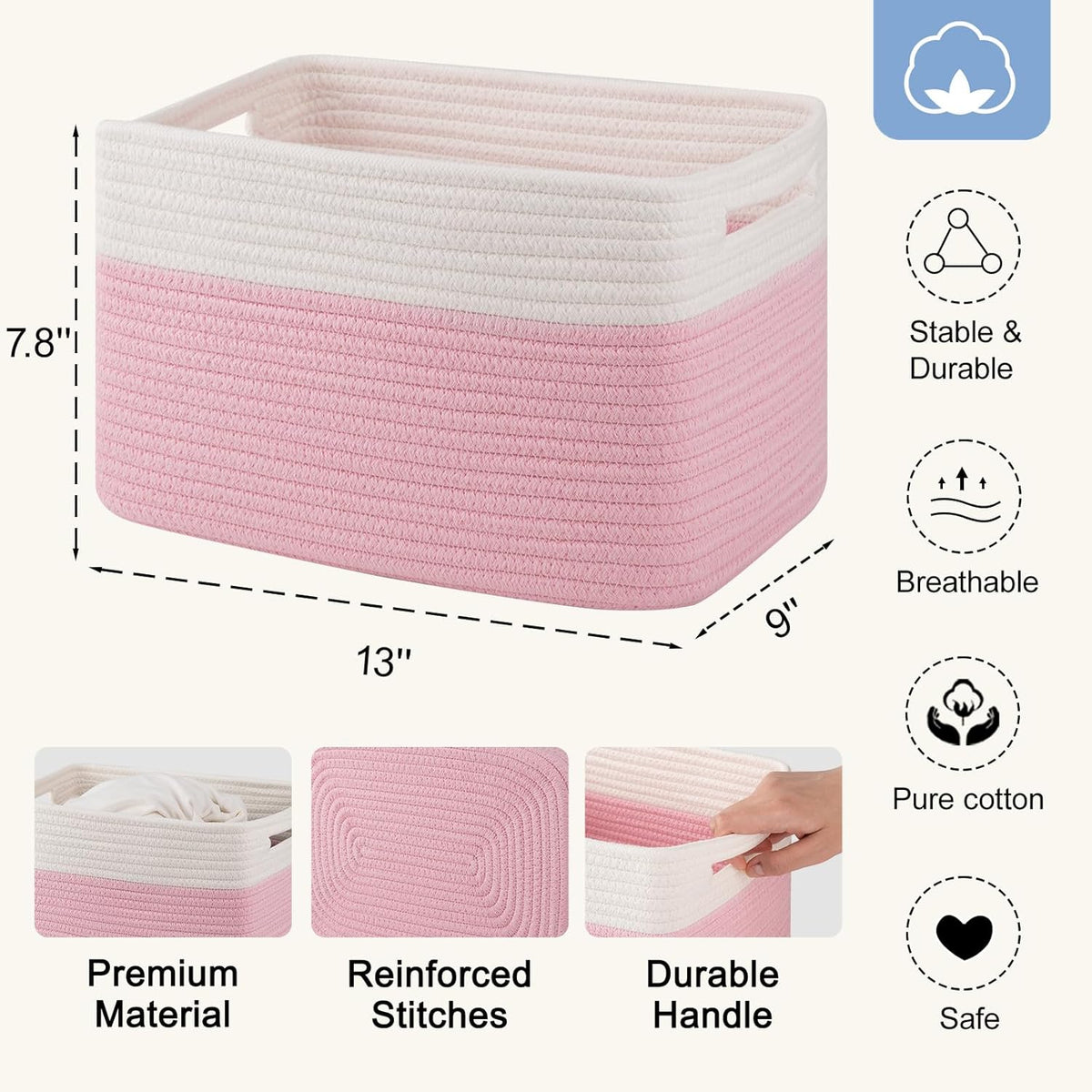 4 Pack Storage Baskets for Organizing, Woven Baskets for Shelves - Perfect for Toys, Books, Towels
