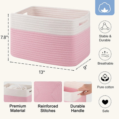 4 Pack Storage Baskets for Organizing, Woven Baskets for Shelves - Perfect for Toys, Books, Towels