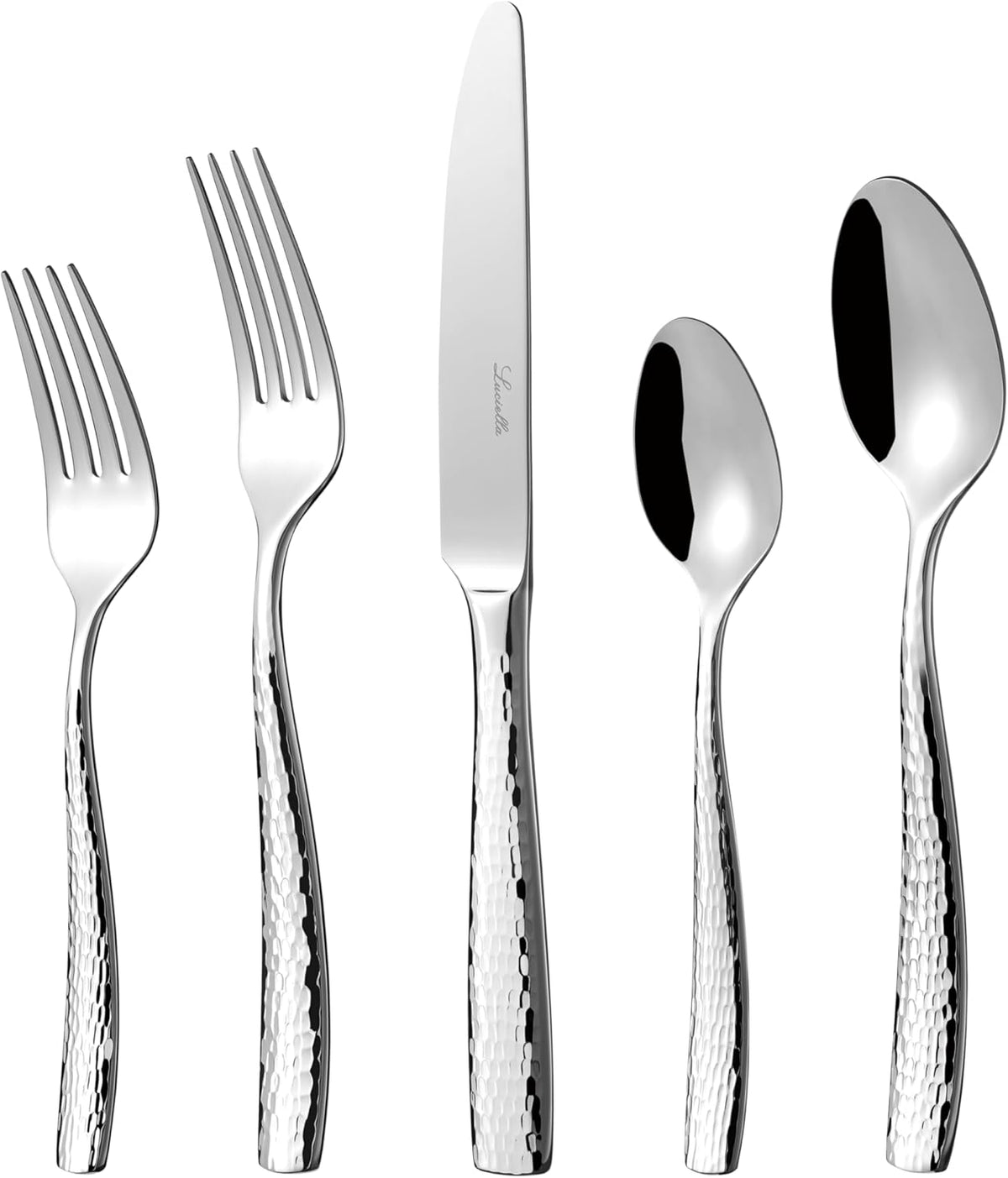Luciella Ponza Flatware Set for 12, 65-Piece Stainless Steel Silverware Set with Serving Utensils