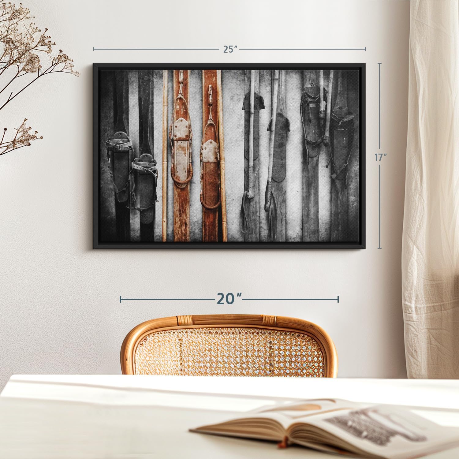 ElephantStock Ski Collection Wall Art - Horizontal Framed Canvas - 1-Piece Bathroom Wall Decor