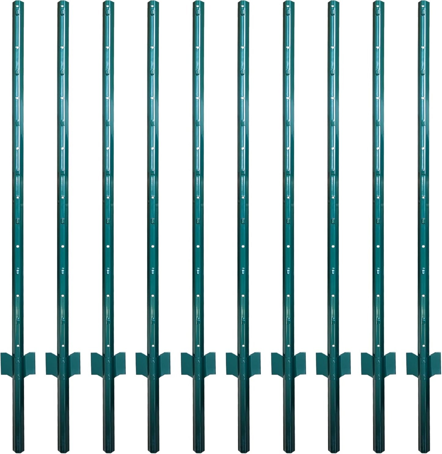 ARIFARO Fence Posts 4.8 Feet Sturdy Duty Metal Fencing Poles, Pack of 10, No Dig Garden U Post for