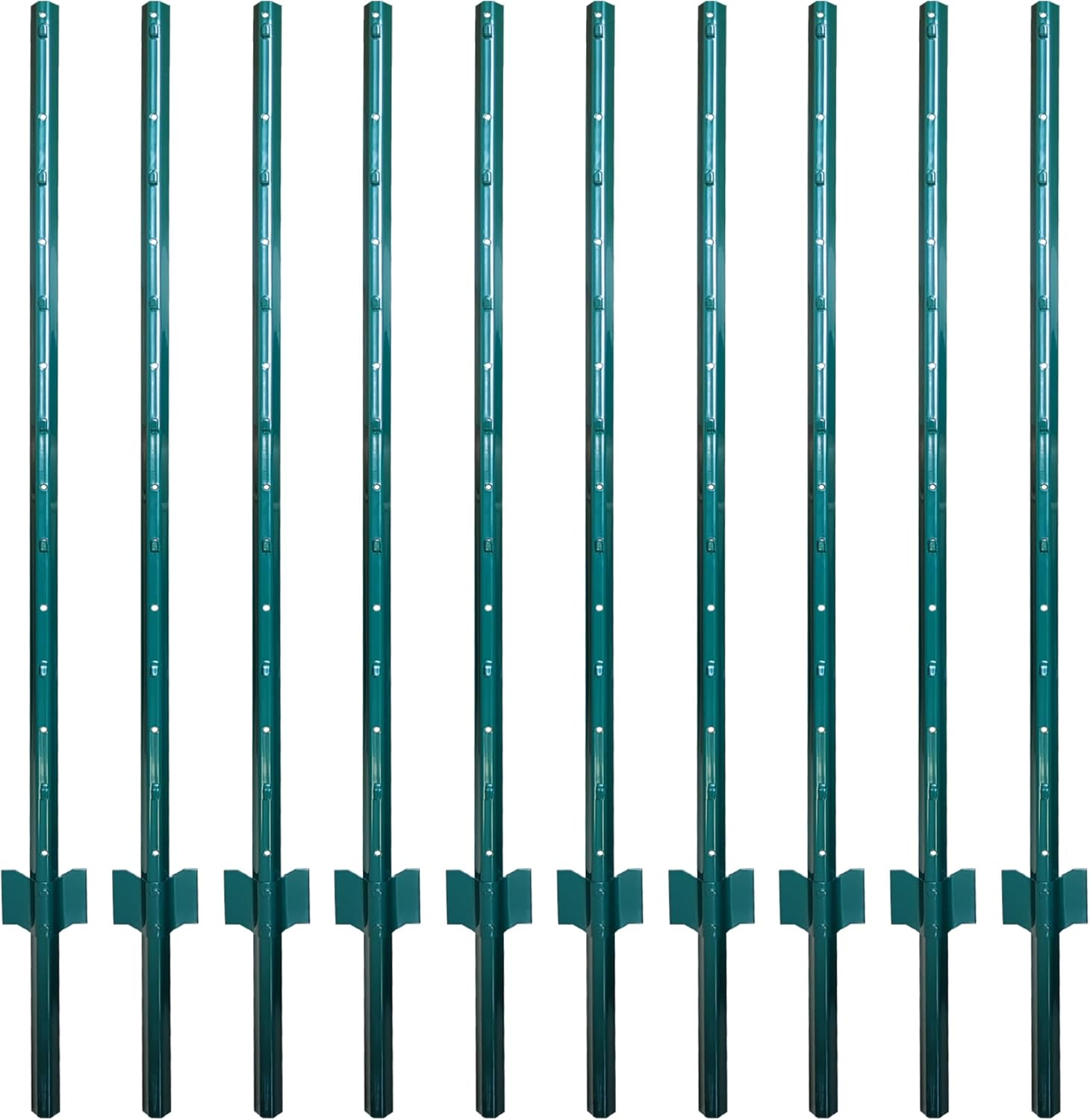 ARIFARO Fence Posts 4.8 Feet Sturdy Duty Metal Fencing Poles, Pack of 10, No Dig Garden U Post for