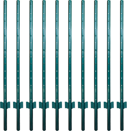 ARIFARO Fence Posts 4.8 Feet Sturdy Duty Metal Fencing Poles, Pack of 10, No Dig Garden U Post for